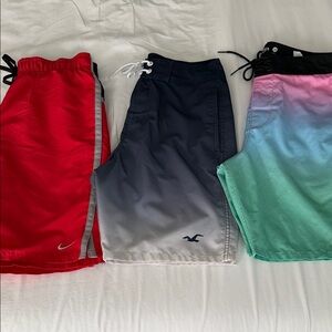 3-Pairs Nike and Hollister men’s swim trunks